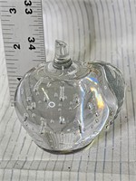 Vintage Crystal Apple Paperweight Clear Glass