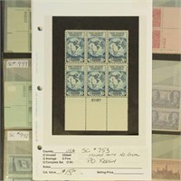 US Stamps Plates Blocks 1935-56, Mint NH CV $140+