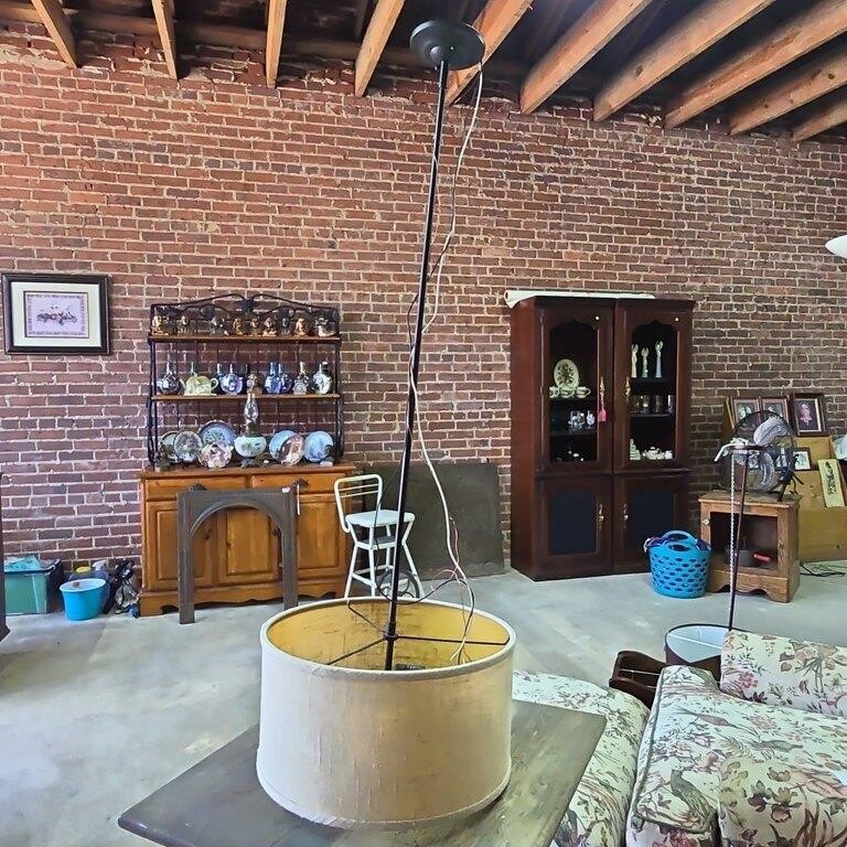 Burlap Style Khaki Pendant Lamp W/Glass Filter