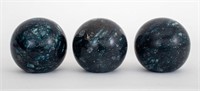 Grand Tour Style Prussian Blue Dyed Stone Orbs, 3