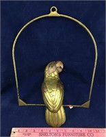Artisan Crafted Brass & Copper Parrot on Perch