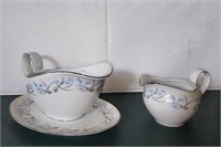 3pc. China Set Gravy Boat with Saucer and Creamer