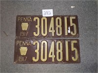 2 1917 Penna License Plates