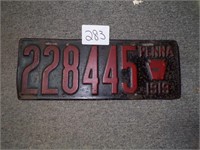 1919 Penna License Plate