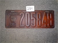 1916 Penna License Plate