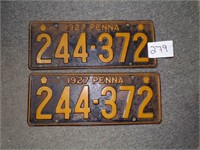 1927 Penna License Plate