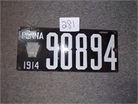 1914 Penna License Plate
