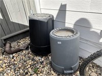 (2) OUTDOOR TRASH CANS