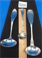 Two Sterling And One Coin Silver Ladles