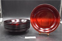 10pc Ruby Red Plates