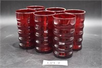 6pc Ruby Red Glasses