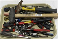 Tray of Mixed Tools, Hammers, Pliers, Screw