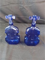 2 Cello Shaped Cobalt Blue Bottles