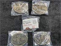 1982 Hesston NFR Buckles, LOT of 5, NOS