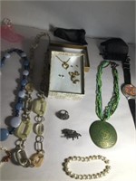 MIXED COSTUME JEWELRY LOT & A GUESS WATCH UNTESTED
