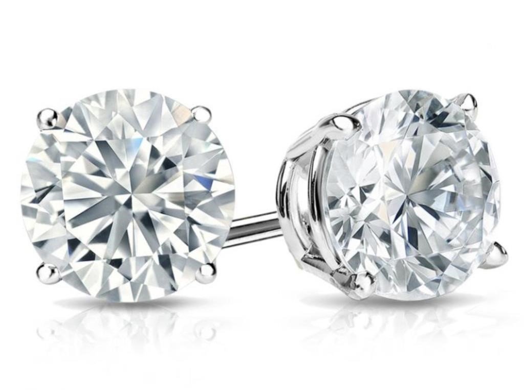 14k Gold 6.02 ct Brilliant VS1 Lab Diamond Studs