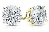 14kt Gold Round 2.00 ct Lab Diamond Stud Earrings