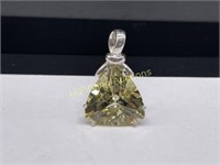 STERLING SILVER TRILLION CUT LEMON QUARTZ PENDANT