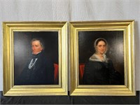 2pc Fr. Oil Paintings Unsigned: Portraits
