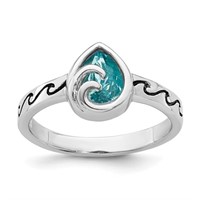 Sterling Silver- Wave Modern Austrian Crystal Ring