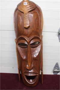 Hand Carved Wood Mask / 29"h