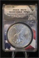 2021 MS70 1oz .999 Silver U.S. American Eagle