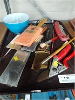 Paint Brushes, Small Garden Tools, Pyrex Bowl,