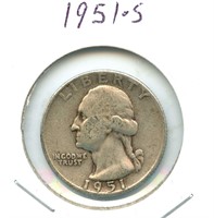 1951-S Silver Washington Quarter