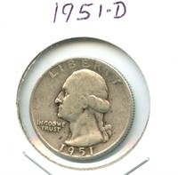 1951-D Silver Washington Quarter