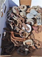 Large collection of Vintage Clamps & Pulleys