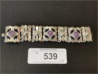 Sterling Silver Mexico Marked Gemstone Bracelet.