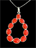 Genuine 8.50 ct Red Coral Designer Pendant