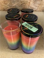 6 rainbow sprinkle candles