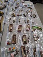 Large lot of Fishing Lures, Two tabletops full