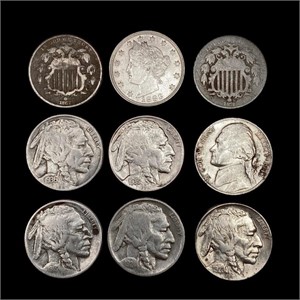 [9] Varied US SILV Nickels (1867, 1872, 1883,