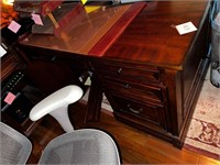 WOODEN DESK AND SHELVING UNIT