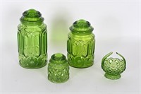 Vintage LE Smith Moon & Stars Green Glassware