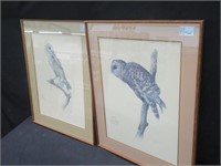 PAIR FRAMED LIMITED EDITION PRINTS "OWL"