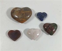 Hand Carved Polished Stone Hearts