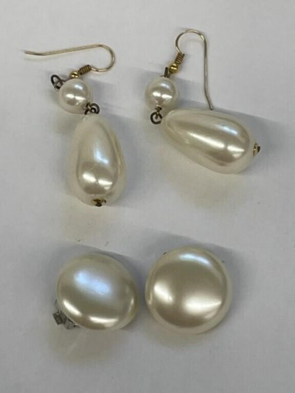 Set of Pearl-Like Earrings and Clip-On Earrings