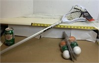 Mini lacrosse stick with 6 balls