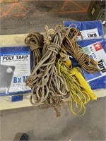 3 tarps -several ropes