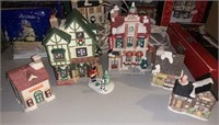 (6) Christmas Victorian Village Lighted Buildings