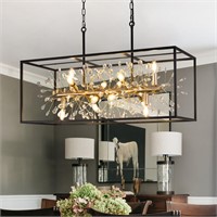 TOCHIC Black and Gold Crystal Chandeliers,