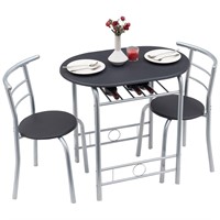 VECELO 3 Piece Small Round Dining Table Set for