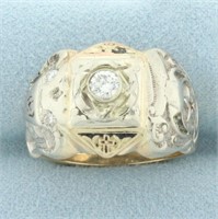 Vintage Diamond Masonic Scottish Rite Ring in 10k