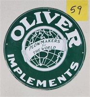 Oliver Implements Round Embossed Sign