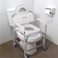 OasisSpace Rolling Shower Chair 400 lb, Rolling