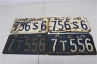 2,  1954, 1953 Ontario Matching License Plates