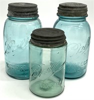 3 Ball Aqua Glass Mason Jars